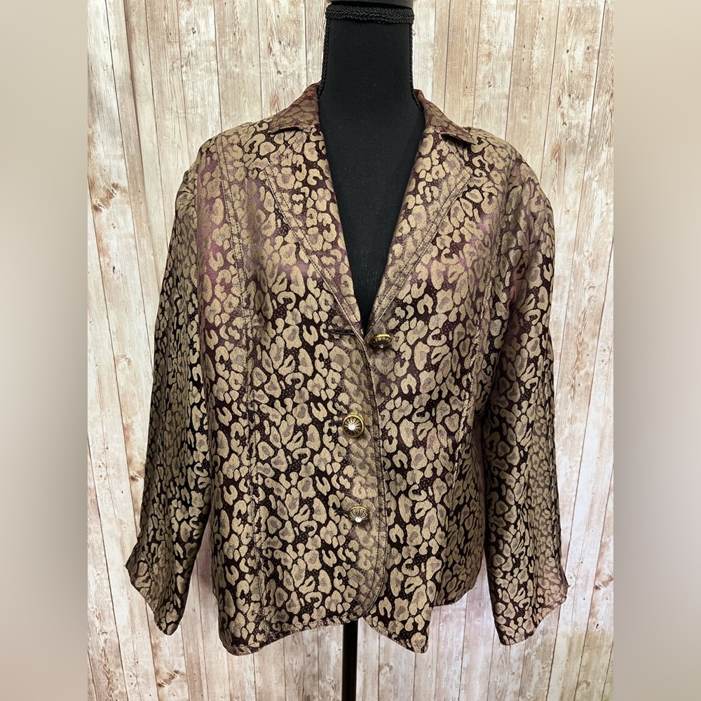 Erin London‎ Brown and Black Blazer with Ornate Brocade